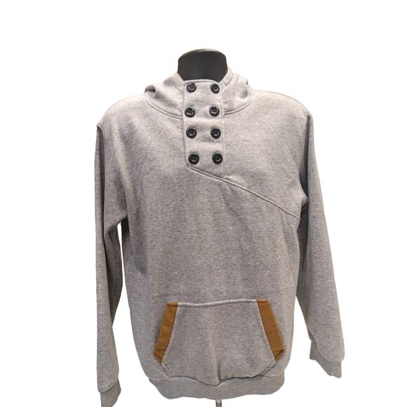 SPOP Hoodie Sweatshirt Womens XXL Pullover Buttons Gray Brown Athleisure Urban - Picture 15 of 16